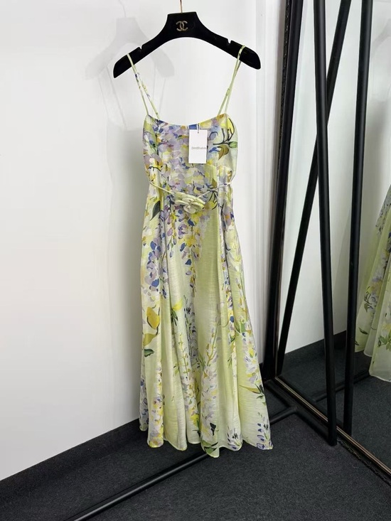 Zimmermann Dresses & Skirts - Floral Spaghetti-Strap Maxi Dress in Light Green